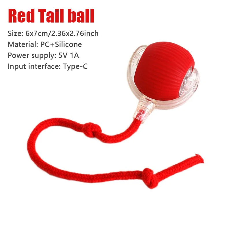 Red Tail ball Color Automatic Rolling Cat Toy Ball With Moving Tail – USB Rechargeable